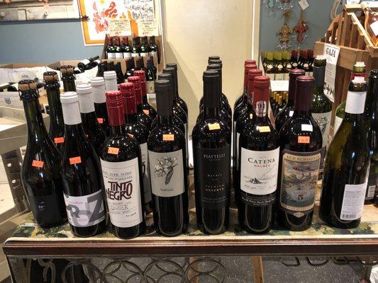 Some of the wines during one of our recent tastings. I believe this was the Malbec tasting.