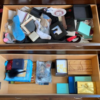 Junk drawer before and after