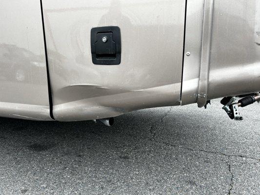 Damage to my rv. We both have video tape of rv's condition when dropped off. I videotaped the employee going around rv recording the rv.