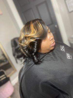 Sew in with leave out and a splash of blonde