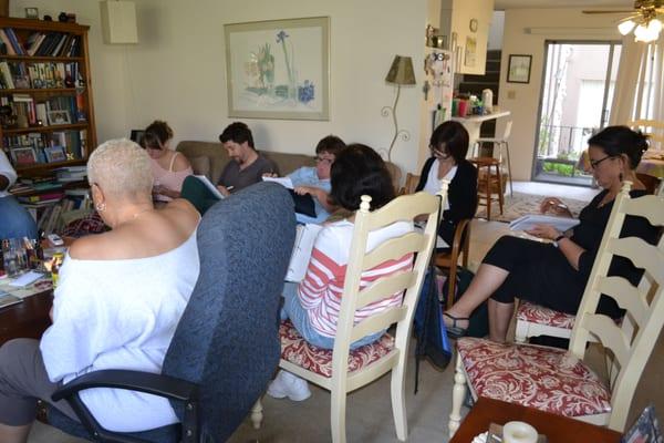 Writers getting creative at a recent workshop.