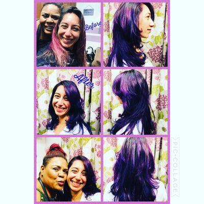 Freshening up the purple do! Dae'na is the best!