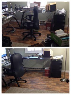 Office organizing project - before & after