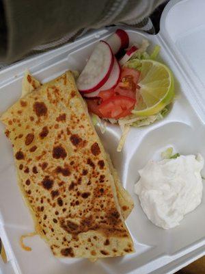 Queso quesadilla $5. With carne $6