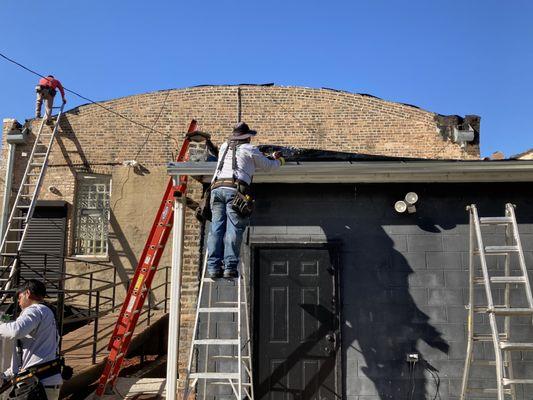 Flat roof new gutters