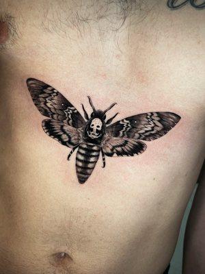 Black moth on the sternum area