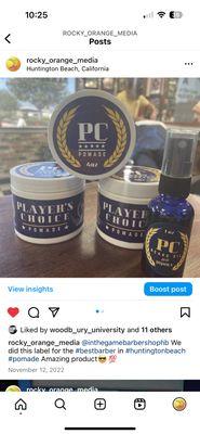 Brand/Social Media project for Player's Choice Pomade