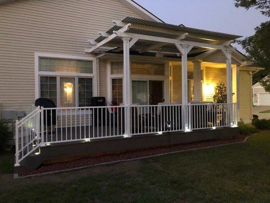 Timbertech Dec, Westbury Railing and Louvered Roof Deck Cover in Johnston, Iowa.