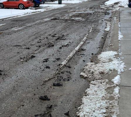 Road that was torn up by Ace snow removal