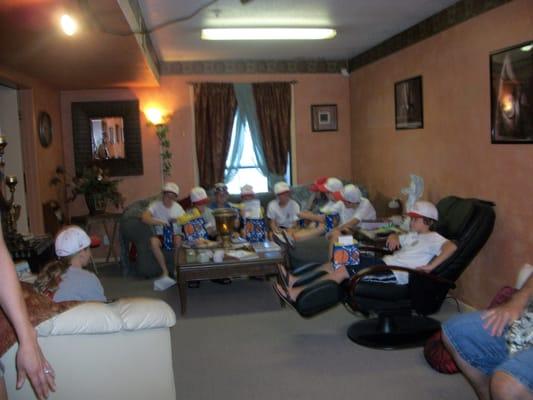 It's never to early to learn how to relax.  Little league champs celebrating their victory in our relaxation room!