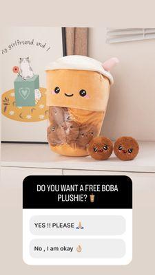 Free giveaway boba plushies