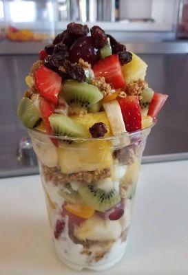 Tropical Cup
Layered with yogurt, granola, strawberries, grape, mango, pineapple, kiwi and honey.