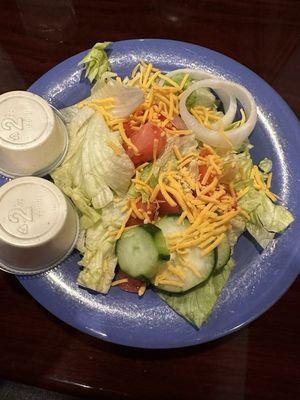 Side salad with blue cheese dressing