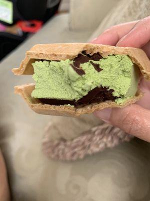 Sooo good! Matcha wafer ice cream sandwich