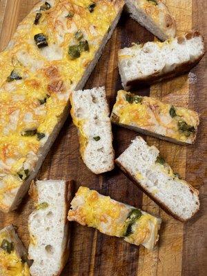 Cheddar Jalapeño Sourdough Focaccia