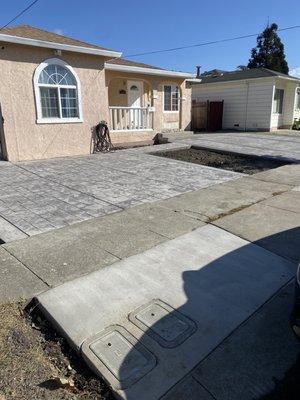 Stamped Driveway and new ebmud water meter boxes