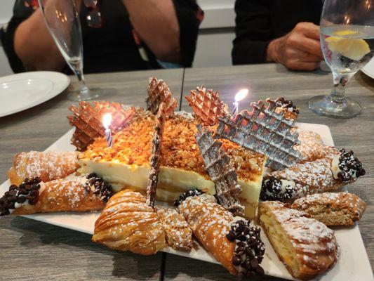 The Birthday Tiramisu Dessert Platter!  Best tiramisu cake ever. And those sfogliatelli! OMG!