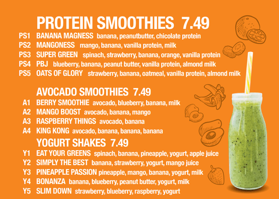 Our Protein Smoothie Menu  Call and Order now!