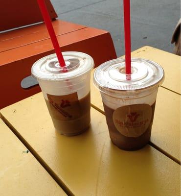 Chocolate, Mint, Coffee and Vanilla Yogurt Granitas with stevia, almond and coconut milks.