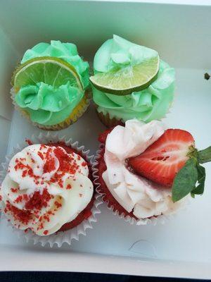 Key lime, strawberry,  red velvet