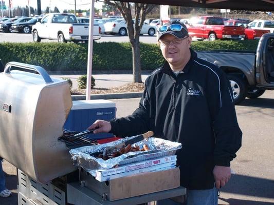 Cooking for the guys at Toyota West for the Fuel Your School Car Giveaway