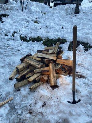 Great deal, needed firewood for a few days. They delivered right to my cabins front door. Definitely keeping these guys number handy.