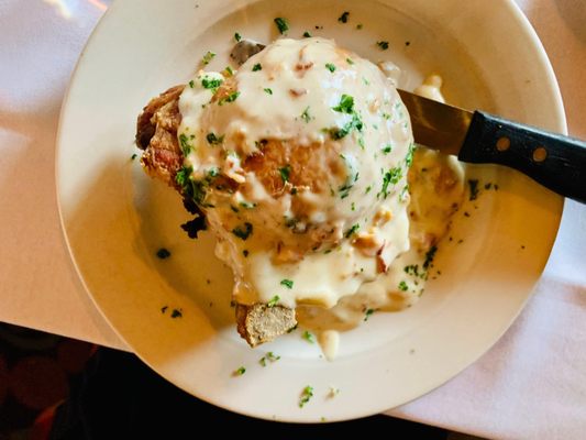 My wife's stuffed pork chop was also massive, at $28.