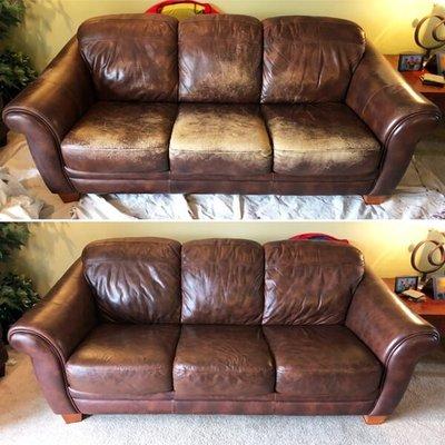 Complete leather sofa restoration.