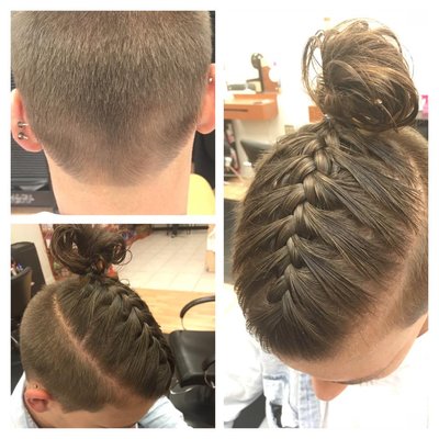 French braid with shaved sides. By Brittany.