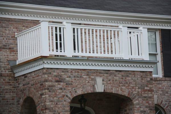 New decorative railing over the portico - this was an add-on based on how well the deck went.