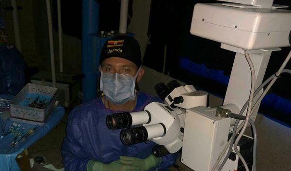 Dr. Meskin while volunteering on Cataract Surgical Mission in Uganda, Africa