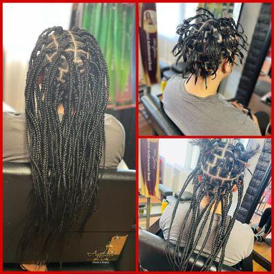 Rubber band method traditional braids great option for short hair