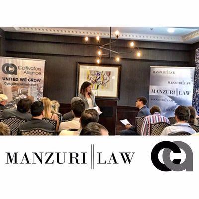 Meital Manzuri speaking at an event with Cultivators Alliance on legal cannabis.