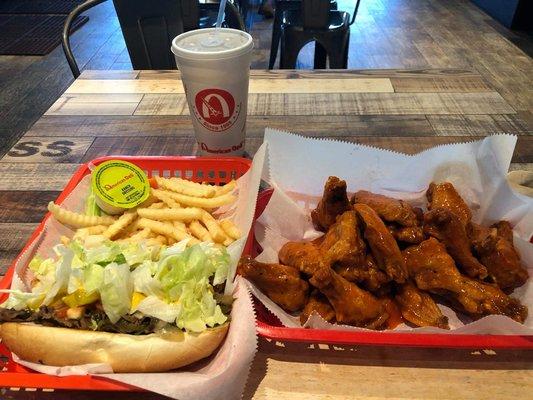 Philly, fries, and wings