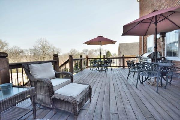 Afternoon shade makes this deck the perfect place for our 5 PM  Happy Hour and offers several seating areas!