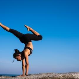 Woman performing yoga.