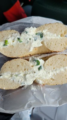 everything bagel with scallion cream cheese