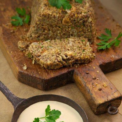 Green Lentil Terrine with Spices served with a Tahini Sauce