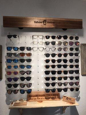 Wide selection of locally made wooden frames! Polarized too!