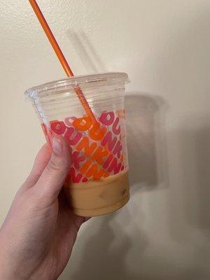 Small iced coffee with cream and sugar