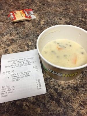 This is literally how much soup I was given. I paid for 8 ounces according to my receipt, but was literally given 3.