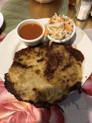 My first pupusa, very enjoyable.  Crispy exterior with a flavorful filing.