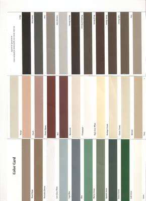 ColorChart 1 of 3  We have a wide range of colors to choose from.