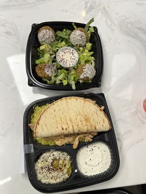 Chicken Plate, 4 Falafel with Tahini Sauce