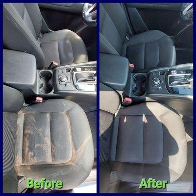 Before and After Car Wash for Mazda CX-5 Front Seats and Middle Console Clean up