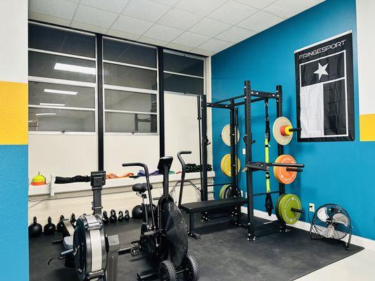 Fitness area available to Adult members and parents of kid members.