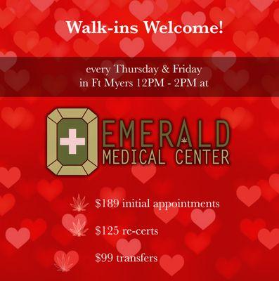 Every Thursday & Friday Walk-Ins are welcome to come get their card, get a renewal or shop CBD products