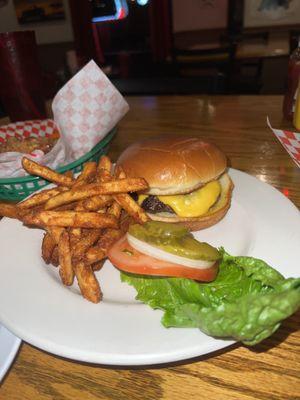 Regular Burger special with fries.