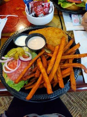 Fries flounder sandwich