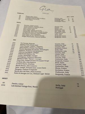 Wine list